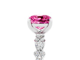 White gold Cushion Cut Pink Sapphire Solitaire with Side Stones, Pave Band, Four-Prong Setting_65