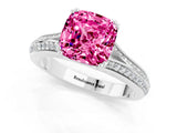 White gold Cushion Cut Pink Sapphire Split Shank Engagement Ring with Pavé Band_25