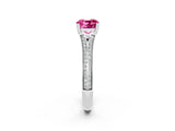 White gold Cushion Cut Pink Sapphire Split Shank Engagement Ring with Pavé Band_26