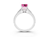 White gold Cushion Cut Pink Sapphire Split Shank Engagement Ring with Pavé Band_27
