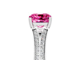 White gold Cushion Cut Pink Sapphire Split Shank Engagement Ring with Pavé Band_29
