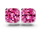 10K White Gold 5.13 Carat Cushion Pink Sapphire Stud Earrings