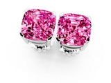 10K White Gold 5.13 Carat Cushion Pink Sapphire Stud Earrings