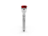 White gold Cushion Cut Ruby Engagement Ring with Milgrain Channel Set Band and Prong Setting_2