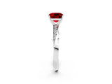 White gold Cushion Cut Ruby Engagement Ring with Side Stone Accents and Four-Prong Setting_26