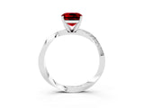 White gold Cushion Cut Ruby Engagement Ring with Side Stone Accents and Four-Prong Setting_27