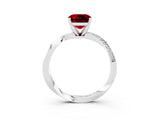 White gold Cushion Cut Ruby Engagement Ring with Side Stone Accents and Four-Prong Setting_49