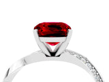 White gold Cushion Cut Ruby Engagement Ring with Side Stone Accents and Four-Prong Setting_55
