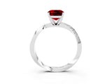 White gold Cushion Cut Ruby Engagement Ring with Side Stone Accents and Four-Prong Setting_99