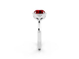 White gold Cushion Cut Ruby Halo Ring with Tapered Band and Four-Prong Setting_2