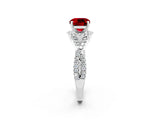 White gold Cushion Cut Ruby  Halo Twist Band Solitaire Prong Setting Ring_26