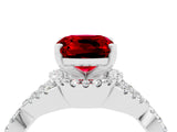 White gold Cushion Cut Ruby  Halo Twist Band Solitaire Prong Setting Ring_28