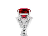 White gold Cushion Cut Ruby  Halo Twist Band Solitaire Prong Setting Ring_29