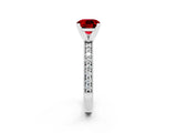 White gold Cushion Cut Ruby Milgrain Pavé Engagement Ring with Four-Prong Setting_14