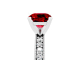 White gold Cushion Cut Ruby Milgrain Pavé Engagement Ring with Four-Prong Setting_17