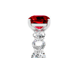 White gold Cushion Cut Ruby Prong Setting with Side Stones on a Pave Band_5