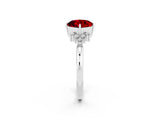 White gold Cushion Cut Ruby Ring with Side Stones and Four-Prong Setting_38