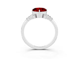 White gold Cushion Cut Ruby Ring with Side Stones and Four-Prong Setting_39
