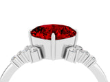 White gold Cushion Cut Ruby Ring with Side Stones and Four-Prong Setting_40