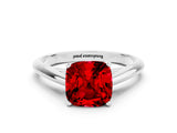 White gold Cushion Cut Ruby Solitaire Engagement Ring with Cathedral Setting and Four-Prong Mount_120