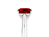 White gold Cushion Cut Ruby Solitaire Engagement Ring with Cathedral Setting and Four-Prong Mount_125