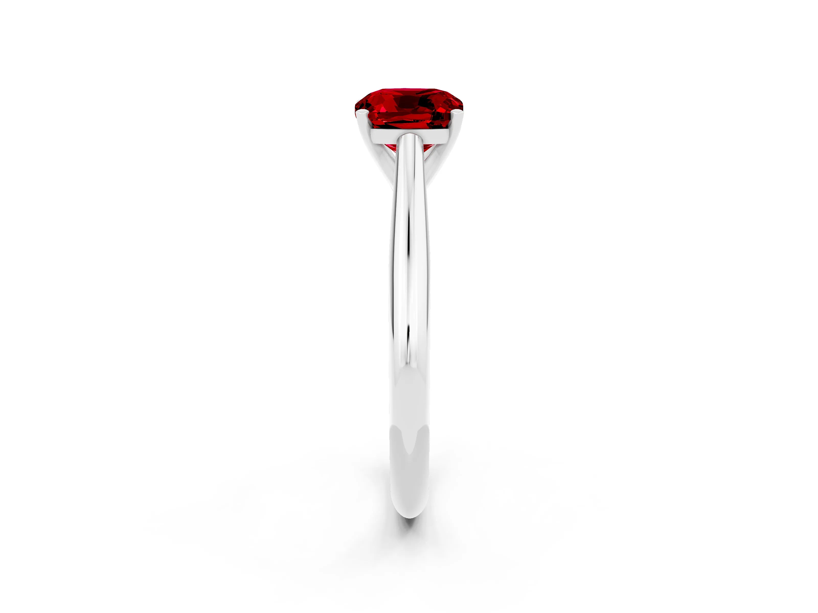 White gold Cushion Cut Ruby Solitaire Engagement Ring with Cathedral Setting and Four-Prong Mount_26