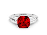 White gold Cushion Cut Ruby Solitaire Engagement Ring with Cathedral Setting and Four-Prong Mount_30