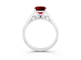 White gold Cushion Cut Ruby Solitaire Engagement Ring with Cathedral Setting and Four-Prong Mount_33