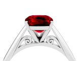 White gold Cushion Cut Ruby Solitaire Engagement Ring with Cathedral Setting and Four-Prong Mount_34