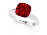 White gold Cushion Cut Ruby Solitaire Engagement Ring with Cathedral Setting and Four-Prong Mount_37