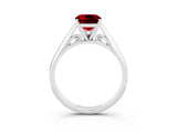 White gold Cushion Cut Ruby Solitaire Engagement Ring with Cathedral Setting and Four-Prong Mount_39