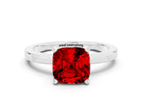 White gold Cushion Cut Ruby Solitaire Engagement Ring with Classic Band and Four-Prong Setting_24
