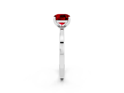 White gold Cushion Cut Ruby Solitaire Engagement Ring with Classic Band and Four-Prong Setting_26