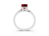 White gold Cushion Cut Ruby Solitaire Engagement Ring with Classic Band and Four-Prong Setting_27