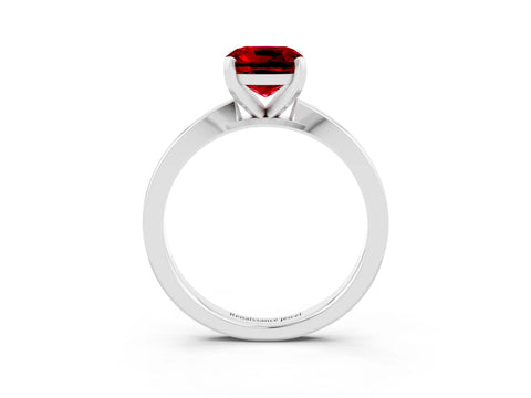 White gold Cushion Cut Ruby Solitaire Engagement Ring with Classic Band and Four-Prong Setting_27