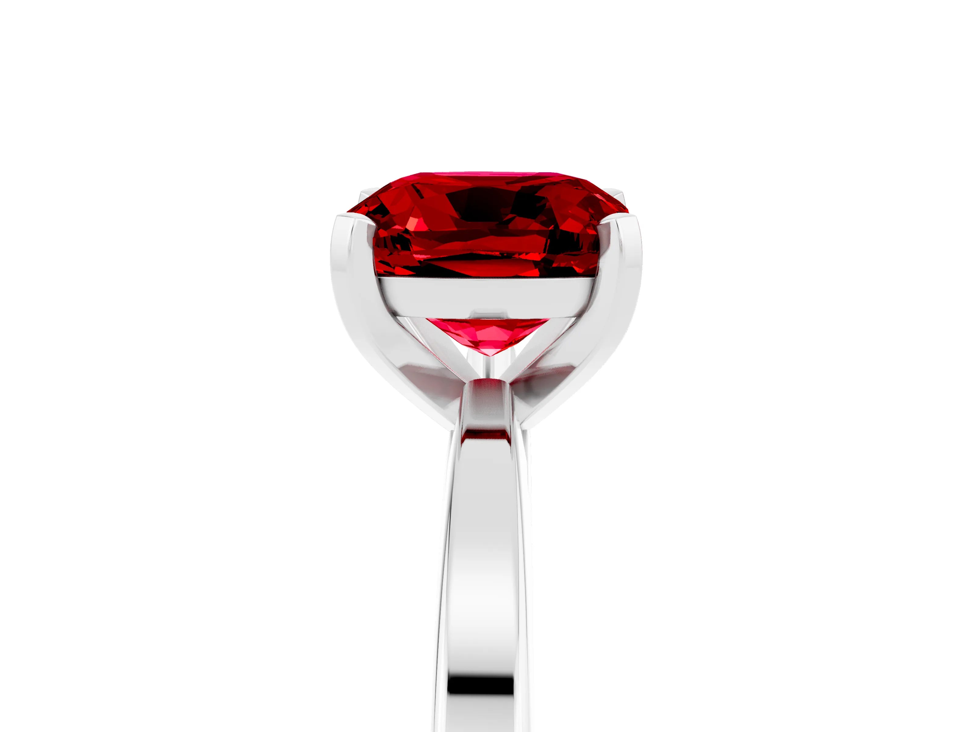 White gold Cushion Cut Ruby Solitaire Engagement Ring with Classic Band and Four-Prong Setting_29