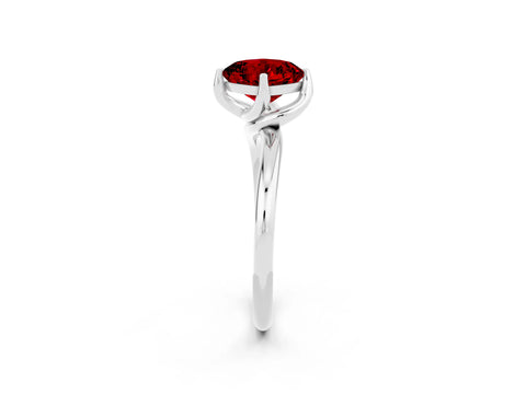 White gold Cushion Cut Ruby Solitaire Engagement Ring with Four-Prong Setting and Classic Band_14