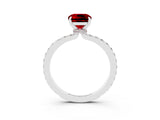 White gold Cushion Cut Ruby Solitaire Engagement Ring with Pavé Band and Four-Prong Setting_3