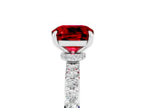 White gold Cushion Cut Ruby Solitaire Engagement Ring with Pavé Band and Four-Prong Setting_5
