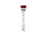 White gold Cushion Cut Ruby Solitaire Engagement Ring with Round Band and Four-Prong Setting_2