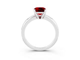 White gold Cushion Cut Ruby Solitaire Engagement Ring with Round Band and Four-Prong Setting_3
