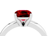 White gold Cushion Cut Ruby Solitaire Engagement Ring with Round Band and Four-Prong Setting_4