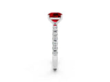 White gold Cushion Cut Ruby Solitaire Pavé Band with Four-Prong Setting_2