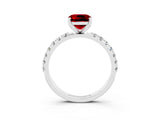 White gold Cushion Cut Ruby Solitaire Pavé Band with Four-Prong Setting_3