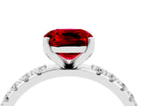 White gold Cushion Cut Ruby Solitaire Pavé Band with Four-Prong Setting_4