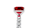 White gold Cushion Cut Ruby Solitaire Pavé Band with Four-Prong Setting_5