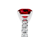 White gold Cushion Cut Ruby Solitaire Pavé Engagement Ring with Round Band and Prong Setting_101