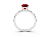 White gold Cushion Cut Ruby Solitaire Pavé Engagement Ring with Round Band and Prong Setting_15
