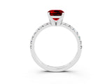 White gold Cushion Cut Ruby Solitaire Pavé Engagement Ring with Round Band and Prong Setting_87