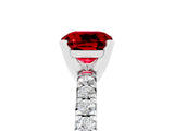White gold Cushion Cut Ruby Solitaire Pavé Engagement Ring with Round Band and Prong Setting_90